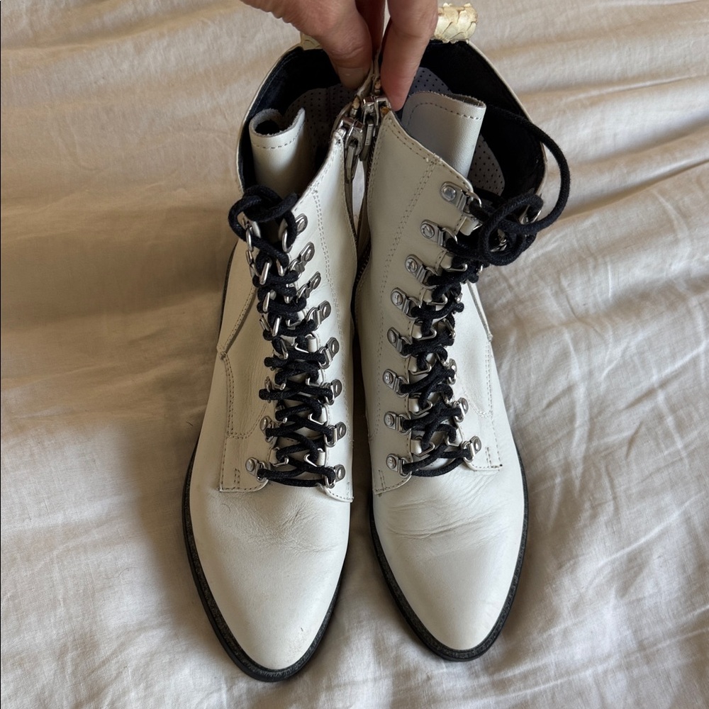 DV by Dolce Vita White and Black Lace-Up Boots